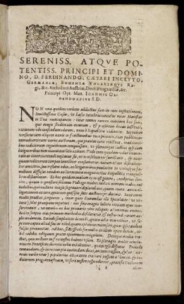 Sereniss. Atque Potentiss. [...] Domino, D. Ferdinando, Cæsari Inclyto, Germaniæ [...]