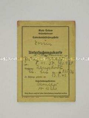 Nachweiskarte über Tuberkulose-Untersuchungen