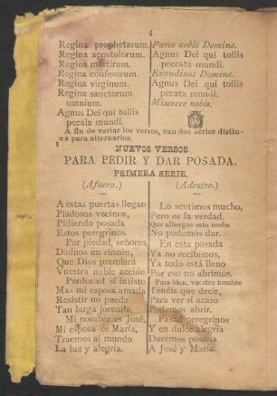 Nuevos versos para pedir y dar posada. - Primera serie.