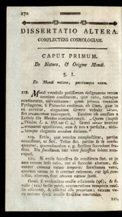 Dissertatio Altera. Complectens Cosmologiam