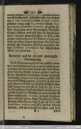Antwort auf die ein und zwanzigste Betrachtung