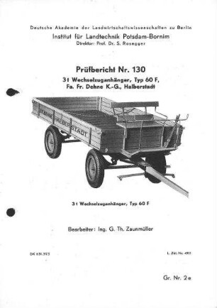 3 t Wechselzuganhänger, Typ 60 F