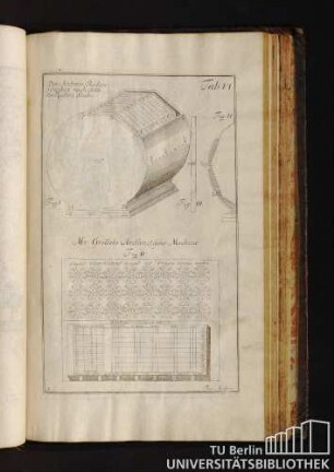 Tab. VI. Des Autoris Rechen Scheiben nach Arth der Rechen Staebe. Mr Grillets Arithmetische Machine.