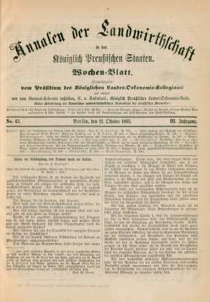 No. 43. Berlin, den 21. Oktober 1863. III. Jahrgang.