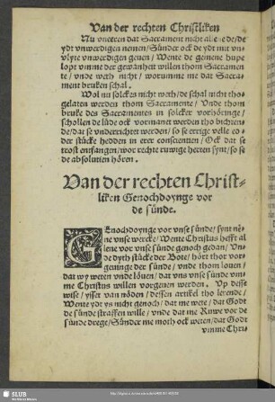 Van der rechten Christliken Genochdoynge vor de sünde