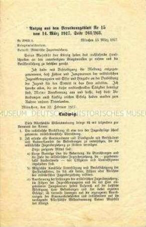 Anordnungen bezüglich der militärischen Jugenderziehung