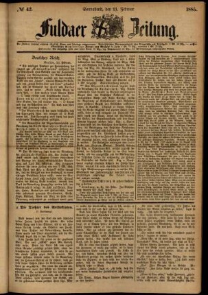 Ausgabe vom Samstag, den 21. Februar 1885.