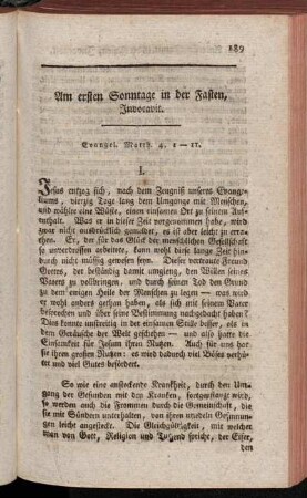 Am ersten Sonntage in der Fasten, Invocavit