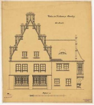 Rathaus, Löwenberg Umbau: Ansicht Ostseite 1:50