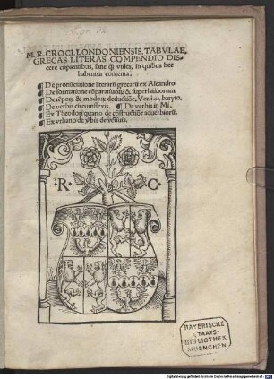 Tabulae graecas literas compendio discere cupientibus, sane quam utiles