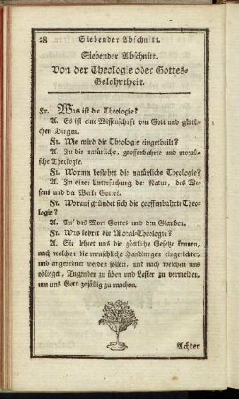 Siebender Abschnitt. Von der Theologie oder Gottes-Gelehrtheit.