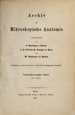 Archiv für mikroskopische Anatomie. 34, 34. 1889