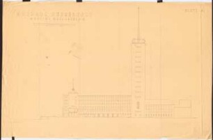 Rathaus, Düsseldorf: Ansicht Rheinstraße 1:200