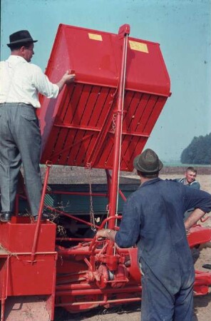 Fotografie: Erntetechnik, Kartoffel, Kartoffelvollernter, Be- und Entladen