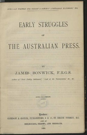 Early struggles of the Australian press