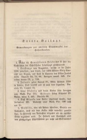 Dritte Beilage. Bemerkungen zur zweiten Stammtafel der Hohenstaufen.