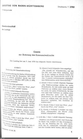 Änderung Kommunalwahlrecht