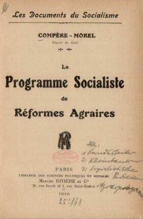 Le programme socialiste de réformes agraires