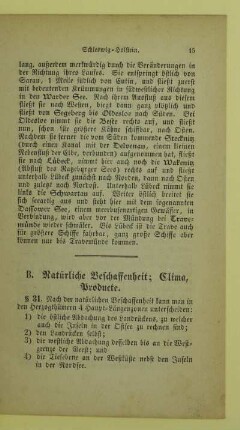 B. Natürliche Beschaffenheit; Clima, Producte