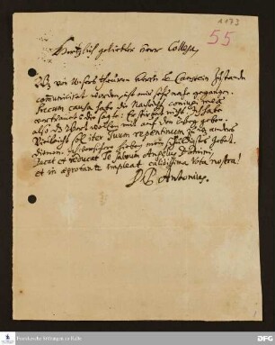 Brief von Paul Anton an August Hermann Francke.