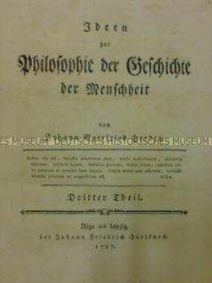 Ideen zur Philosophie der Geschichte der Menschheit, Teil 3