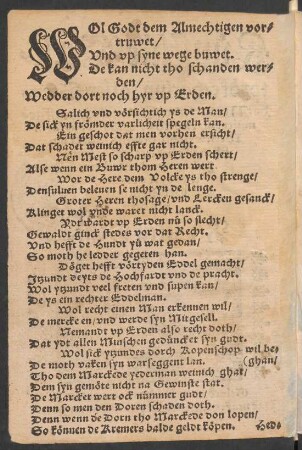 Wol Godt dem Almechtigen vortruwet/ Und up syne wege buwet ...