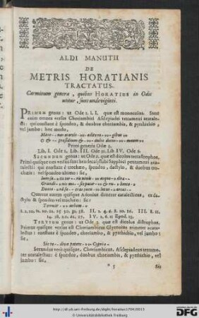 Aldi Manutii De Metris Horatianis Tractatus.