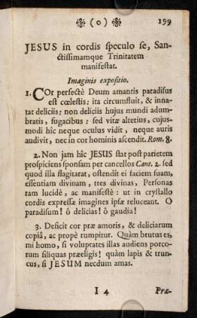 199-212, Jesus in cordis speculo se, Sanctissimamque Trinitatem manifestat. Praeambulum ad Meditationem.