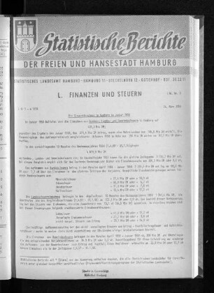 Die Steuereinnahmen in Hamburg im Januar 1959 : Lfd. Nr. 3