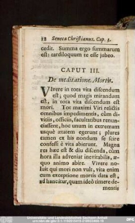 Caput III. De meditatione Mortis.