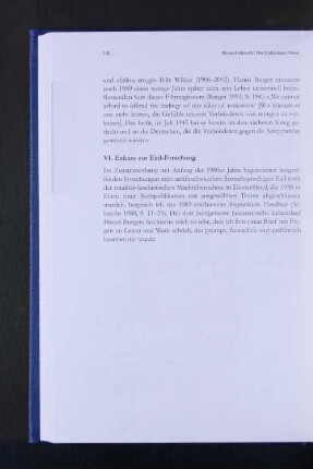 VI. Exkurs zur Exil-Forschung.