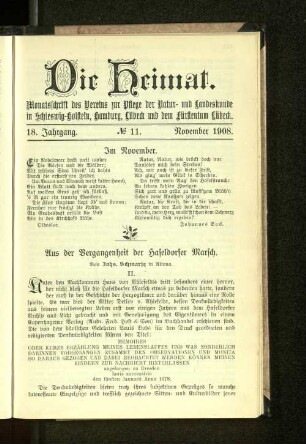 18. Jahrgang. No. 11. November 1908.