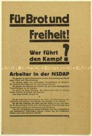 Flugschrift der KPD gegen die NSDAP und Aufruf zur Reichstagswahl 1930