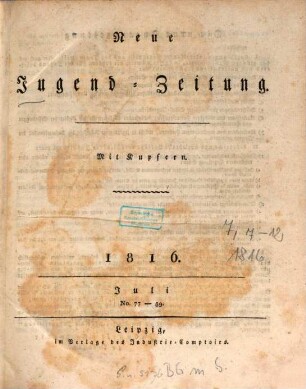 Neue Jugendzeitung. 7,Juli/Dez. 1816