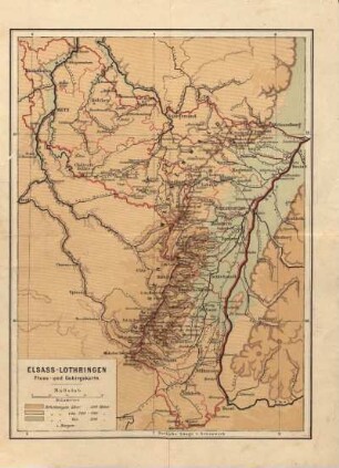 Elsass-Lothringen Fluss- und Gebirgskarte