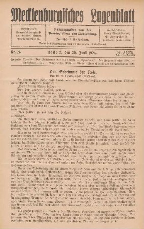 Nr. 24. Rostock, den 20. Juni 1924.