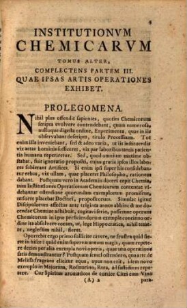 Elementa Chemiae, 2. Qui Continet Operationes Chemicas