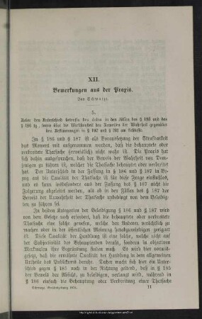 XII. Bemerkungen aus der Praxis
