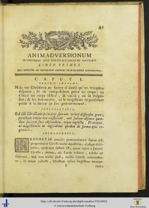 Animadversionum in historiam juris publici ecclesiastici Gallicani liber I.