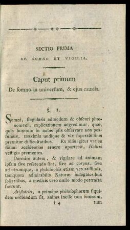 Sectio Prima De Somno Et Vigilia