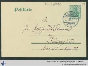 Postkarte vom 02.01.1909.