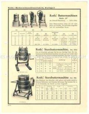 Buttermaschinen Marke H und Butterkneter Marke 0, 1, und 2