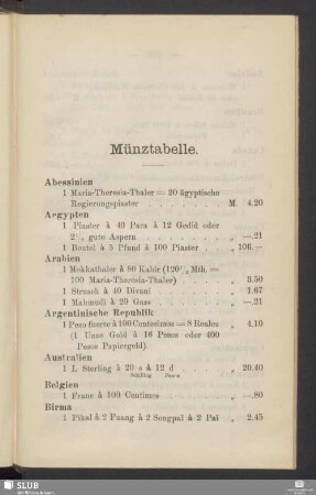 Münztabelle