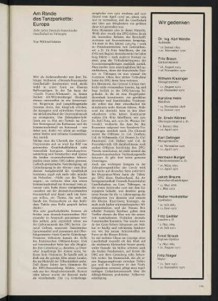 109, Wir gedenken