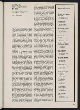 109, Wir gedenken