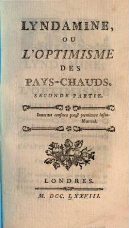 Lyndamine Ou L'Optimisme Des Pays-Chauds, 2