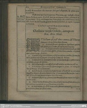 Caput Quadragesimum Primum. Chaldaica versio Onkelos, interprete Ben. Aria Mont.