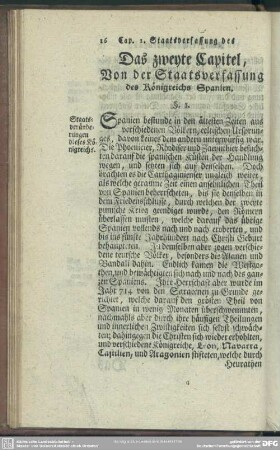 Das zweyte Capitel, Von der Staatsverfassung des Königreichs Spanien