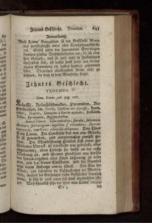 Zehntes Geschlecht. TROCHUS.