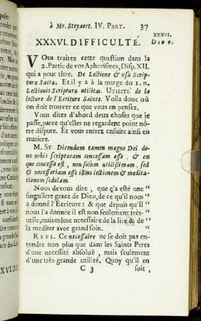 XXXVI. Difficulté. - XXXVIII. Difficulté.